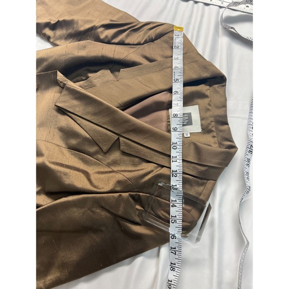 Vintage Fillity Brown 100% Silk Suit Jacket US 8 - Picture 6 of 10